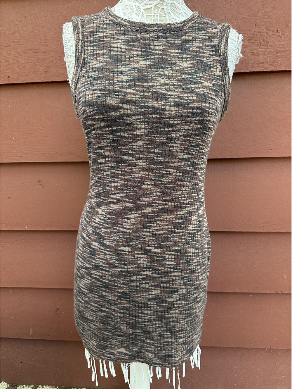 H&M Divided Ribbed Knit Bodycon Tank Dress Brown